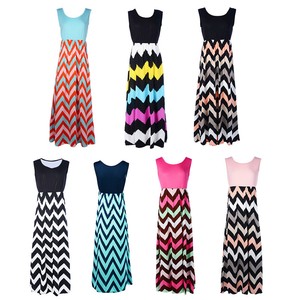 hot Damen Sommer Kleid Strandkleid BOHO Abendkleid Maxikleid Gestreift Bodenlang