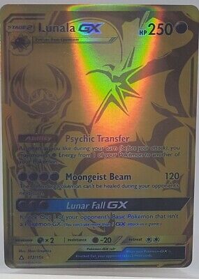 Pokémon Lunala GX Gold Secret Rare 172/156 Ultra Prism Rarest Card