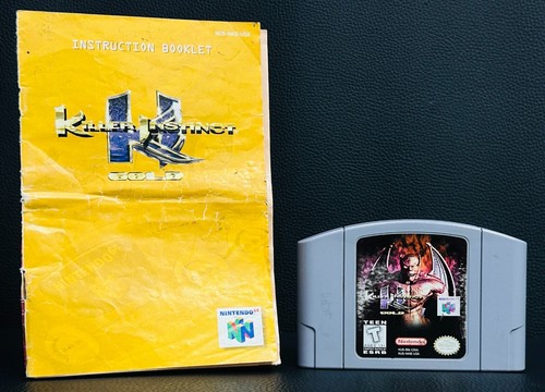Killer Instinct Gold Nintendo 64 CARTRIDGE & MANUAL TESTED DAMAGED MANUAL
