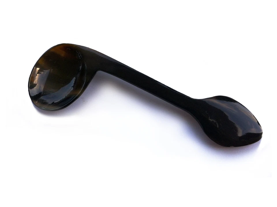 MARKENLOS Kinderlöffel,Babylöffel,Fütterlöffel aus echtem Horn,Naturhorn,90° gebogen