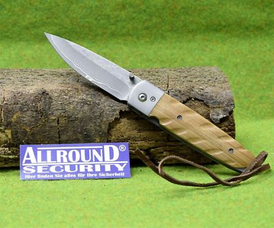 Haller Damascus Pocket Knife 83103 Wood Gift Box, Handle Shell Zebrawood