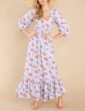 LOVESHACKFANCY Minnia Maxi Floral Dress Lavender Moon Size Small $465 NEW