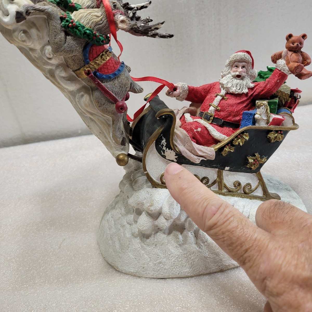 Vintage LARGE Jaimy Christmas Santa Flying Sleigh 8 Reindeer Vintage LARGE Jaimy Christmas Santa Flying Sleigh 8 Reindeer