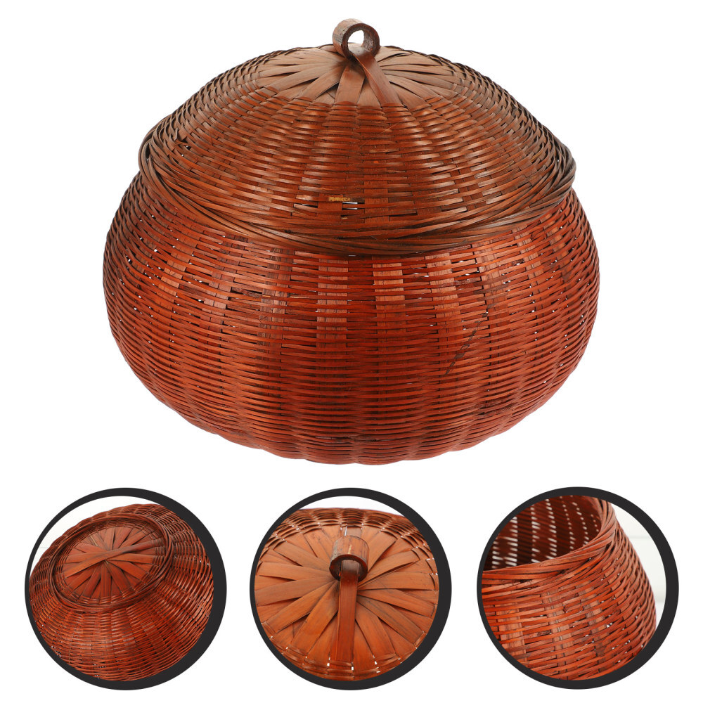 Storage Box with Lid Rattan Gum Tabletop Basket Food Serving Baskets eBay