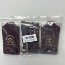 Gostwo 4 Pack Luggage Tags Leather Case Luggage Bag Tags Travel Tags (Wine Red)