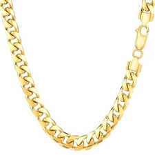 14k Yellow Real Gold Miami Cuban Link Chain Necklace, 5.8mm, 30"
