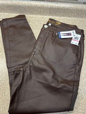 Seven7 Coated Skinny Jeans Faux Leather Espresso Size 14 Inseam 28  NEW