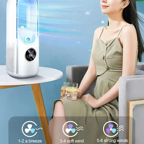 Portable Air Cooler Leafless Electric Fan 6 Speed Silent Timer Air Conditioner - Picture 16 of 16