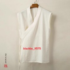 Chinese style of Hanfu Cotton Linen Vest Sleeveless Waistcoat Shirt Tops Summer