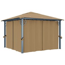 BaraSh Gazebo with Curtain 300x300  Taupe Aluminium, gazebo Waterproof B7Q5
