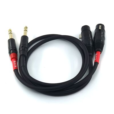 2-Pack XLR To 1/4 TRS Stereo Adapter Cables - 6.35mm Male To XLR Balanced Audio Cable 2 Feet