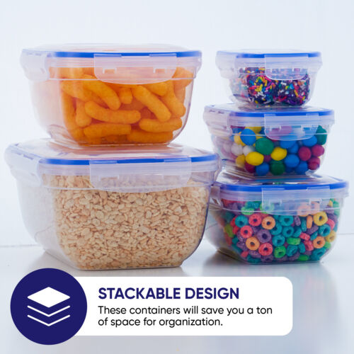 Contenedor grande de almacenamiento de alimentos de plástico con tapa hermética - Paquete de 6 (sin BPA) - Imagen 6 de 7