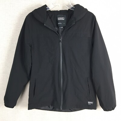 Ezekiel Jacket Mens Medium Hooded Full Zip Black Mid Weight Pockets Hood