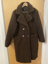 Qed Ldn London Coat Style Faux Fur Teddy Coat Size Uk 8. Colour Brown