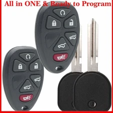 2 for 2007 - 2014 Chevrolet Suburban Tahoe GMC Yukon Remote Car Key Fob+key