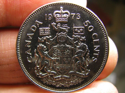 Canada 50 cents Elizabeth II 1973 variety missing AD error #449
