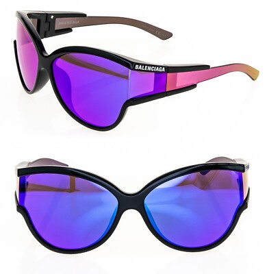 balenciaga black & violet oversized sunglasses