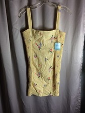 Forever 21 Womens Dress Size Medium M Yellow Floral Sun Dress Straps Bust 30