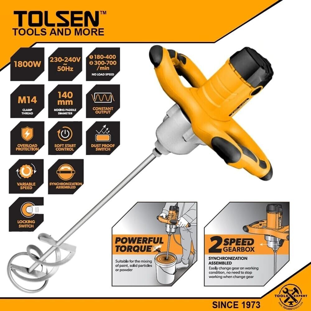 Miscelatore Elettrico 1800W Tolsen 79509 | Mixer Professionale Malta e Vernici