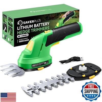 SakerPlus Cordless Grass Shears and Hedge Trimmer - 2-in-1 7.2V Electric Bush