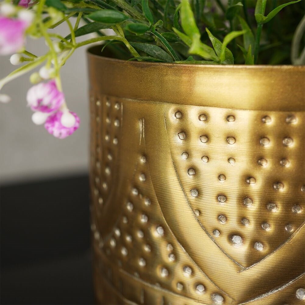 Übertopf Blumentopf Pflanzentopf Blumenvase Vase Blumen aus Metall Gold 19x18 cm