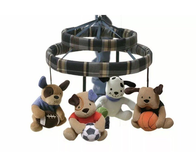 NEW Baby Crib Mobile Lambs&Ivy Sports Bow Wow Dog Buddies:Football