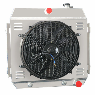 4 Rows Aluminum Radiator Shroud Fan For 1955~1957 Chevy Bel Air  Belair 6cyl