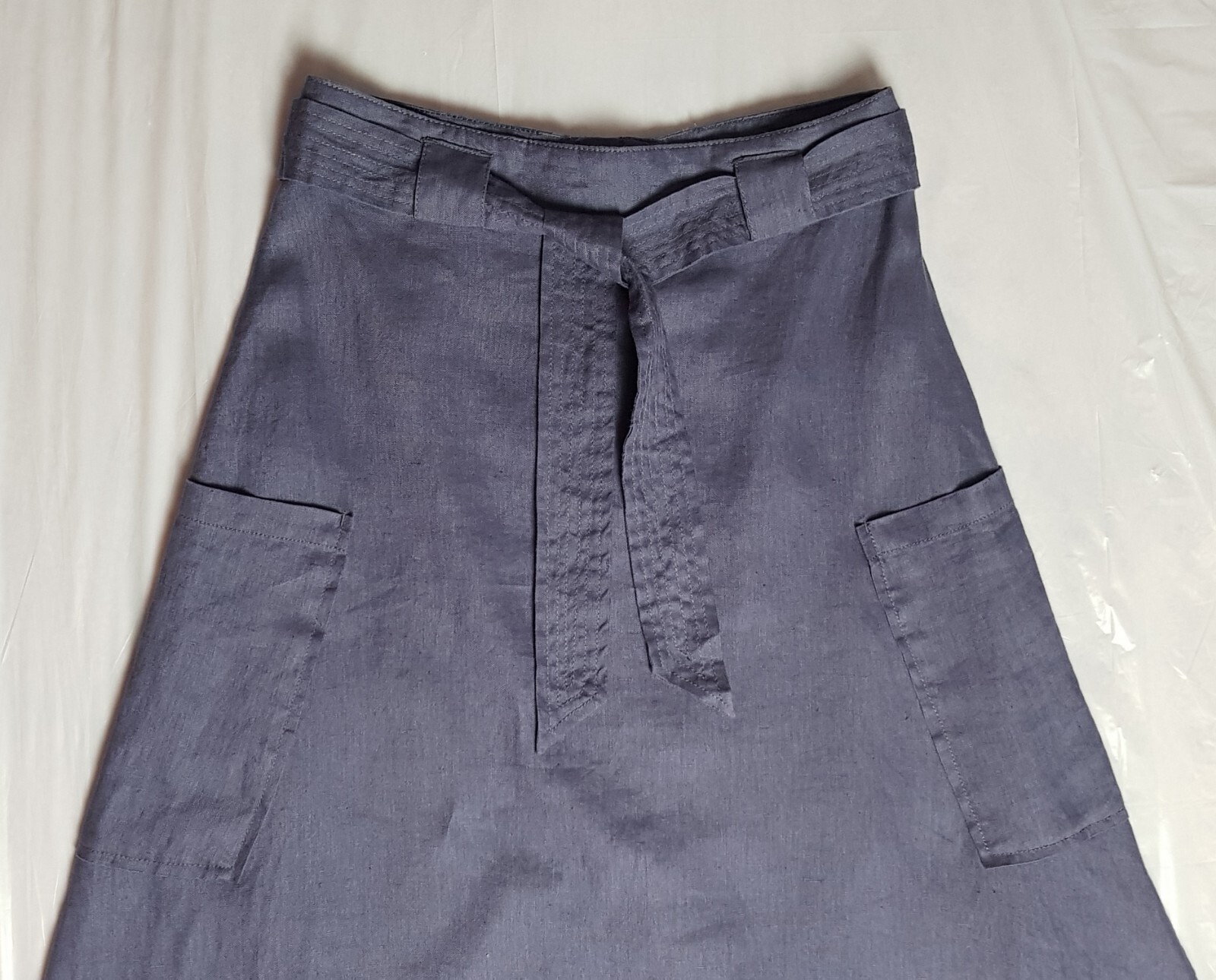 WHITE STUFF 100% LINEN FLARE MIDI PURPLE SKIRT WI… - image 3