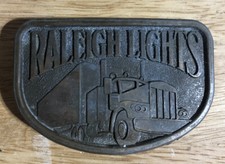 Vintage Raleigh Lights Tobacco Semi Truck Trucker Metal Belt Buckle