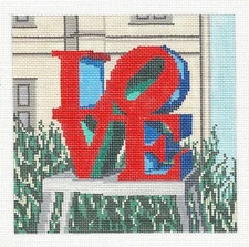 "LOVE" Statue Philadelphia handpainted 18m Needlepoint Canvas Needle Crossings