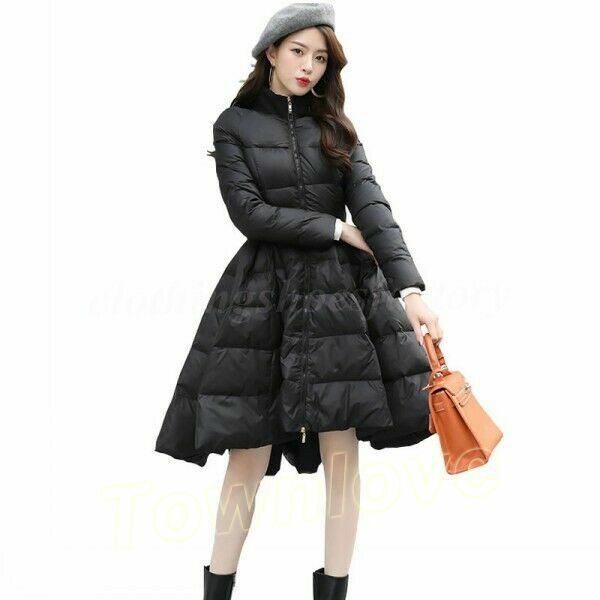 Winter Womens Swing Dress Long Coats Tutu Cotton Down Puffer