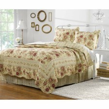 2PC Greenland Home Fashions 100 Cotton Antique Rose Twin/Twin XL Quilt Set