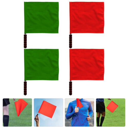  4 pièces arbitres conduisant des drapeaux rugby en acier inoxydable signal de football vert - Photo 1 sur 12