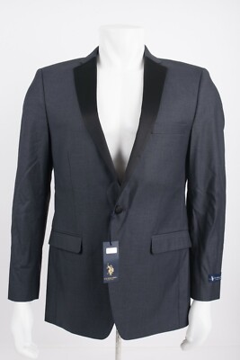 U.S. Polo Assn Mens Gray Tuxedo style Blazer Suit Coat Size 40R Formal NWT 