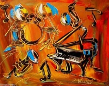 JAZZ MUSIC MODERN ABSTRACT ORIGINAL PAINTING STRETCHED CANVAS  FINE ART NDFcB