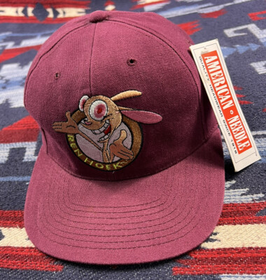 Vintage 90s Nickelodeon Ren & Stimpy American Needle Blockhead Snapback Hat Cap