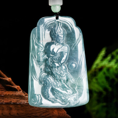 Natural Grade A Jade Jadeite Ice Species Zodiac Rooster Patron Saint Pendant