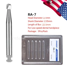 5 pieces Dental 22.5mm Round Carbide Bur Slow Speed Latch Type RA7 Burs USA
