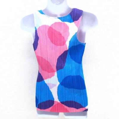 PLEATS PLEASE ISSEY MIYAKE Multicolor Tank Top Sleeveless Top Blue