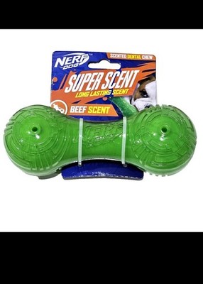 Nerf Dog Super Long Lasting Beef Scent Dental Chew Green For Pets 7in