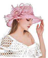 Z X Organza Church Wedding Tea Party Derby Hats for Women 022 Pink Fascinator