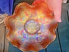 New ListingFENTON DARK MARIGOLD DRAGON & STRAWBERRY 8 RUFFLE FOOTED  BOWL