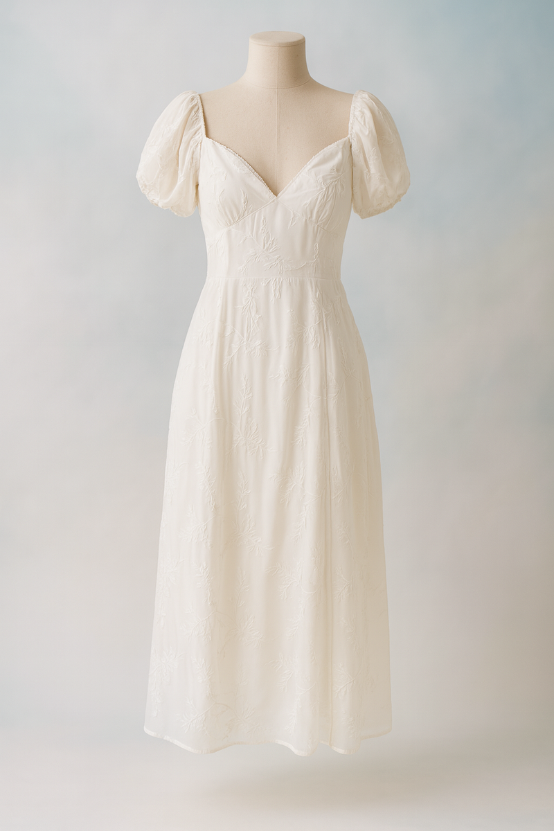 white christmas dresses Milkmaid Cottagecore White Maxi Dress – Millennials In Motion main image 1