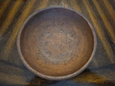 Antique American Folk Art Primitive Clay Dough 2 3/4" 9 1/2" Diameter Bowl