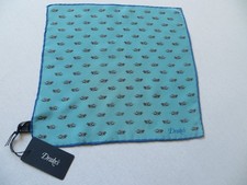 DRAKE'S  AREOPLANE  PRINT SILK POCKET SQUARE NEW WITH TAG