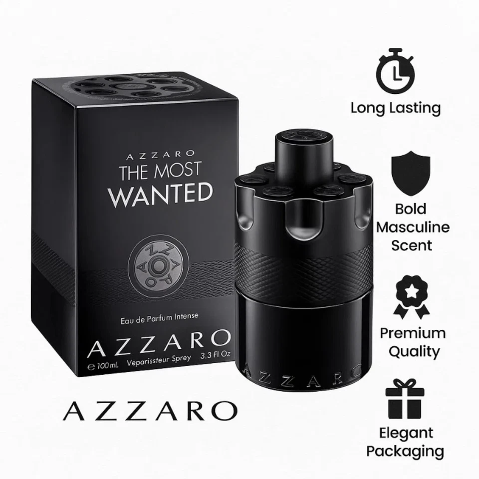 Azzaro The Most Wanted 3,4 унц./100 мл. PARFUM EDP спрей для мужчин черный новый - Изображение 3 из 4