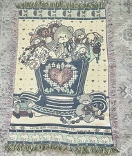 Vintage Lucy Rigg 1992 Bear Tapestry Throw Baby Blanket - Nursery Decor 48”x34”