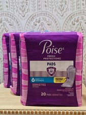  3 Poise Fresh Protection Incontinence Pads 4 Moderate Pads, 20 count each