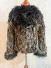 Vintage Real Fur Jacket with Fox Fur Collar  Cuffs