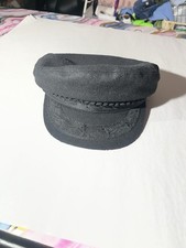 Greek Wool Fisherman Cap Hat Black Greece Mariner Fiddler Driving Cap Small